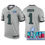 Men's Philadelphia Eagles #1 Jalen Hurts Limited Gray Inverted Super Bowl LVII Vapor Jersey