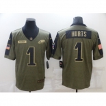 Men's Philadelphia Eagles #1 Jalen Hurts Nike Olive 2021 Salute To Service Limited Player Jersey