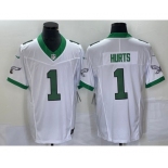 Men's Philadelphia Eagles #1 Jalen Hurts White 2023 FUSE Vapor Untouchable Stitched Jersey