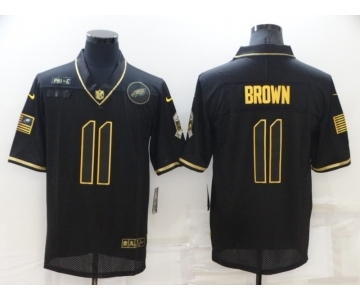 Men's Philadelphia Eagles #11 A. J. Brown 2020 Black Gold Salute To Service Limited Stitched NFL Jersey