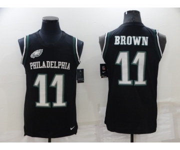 Men's Philadelphia Eagles #11 A. J. Brown Black Alternate Men's Stitched NFL Limited Rush Tank Top Jersey