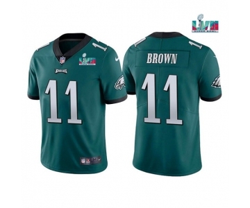 Men's Philadelphia Eagles #11 A. J. Brown Green Super Bowl LVII Patch Vapor Untouchable Limited Stitched Jersey