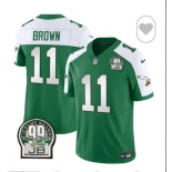 Men's Philadelphia Eagles #11 A. J. Brown Green White F.U.S.E. Vapor Untouchable Limited 2024 Stitched Football Jersey