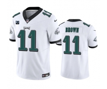 Men's Philadelphia Eagles #11 A. J. Brown White 2023 F.U.S.E. With 1-Star C Patch Vapor Untouchable Limited Football Stitched Jersey