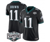 Men's Philadelphia Eagles #11 A.J. Brown Black 2024 New NFC East Champions F.U.S.E. Vapor Untouchable Limited Stitched Football Jersey