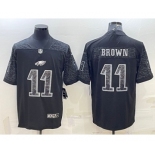 Men's Philadelphia Eagles #11 AJ Brown Black Reflective Limited Stitched Football Jersey