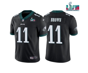 Men's Philadelphia Eagles #11 A.J. Brown Black Super Bowl LVII Patch Vapor Untouchable Limited Stitched Jersey