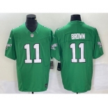 Men's Philadelphia Eagles #11 AJ Brown Green 2023 FUSE Vapor Limited Throwback Stitched Jersey