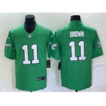 Men's Philadelphia Eagles #11 AJ Brown Green 2023 Vapor Limited Throwback Jersey