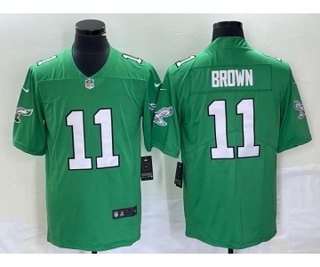 Men's Philadelphia Eagles #11 AJ Brown Green 2023 Vapor Limited Throwback Jersey