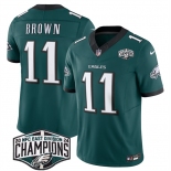 Men's Philadelphia Eagles #11 A.J. Brown Green 2024 New NFC East Champions F.U.S.E. Vapor Untouchable Limited Stitched Football Jersey