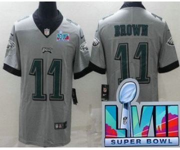 Men's Philadelphia Eagles #11 AJ Brown Limited Gray Inverted Super Bowl LVII Vapor Jersey