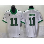 Men's Philadelphia Eagles #11 AJ Brown White 2023 F.U.S.E. Vapor Untouchable With C Patch Stitched Football Jersey