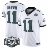 Men's Philadelphia Eagles #11 A.J. Brown White 2024 New NFC East Champions F.U.S.E. Vapor Untouchable Limited Stitched Football Jersey