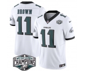 Men's Philadelphia Eagles #11 A.J. Brown White 2024 New NFC East Champions F.U.S.E. Vapor Untouchable Limited Stitched Football Jersey