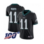 Men's Philadelphia Eagles #11 Carson Wentz Black Alternate Vapor Untouchable Limited Player 100th Season Football Jersey