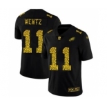 Men's Philadelphia Eagles #11 Carson Wentz Black Leopard Print Fashion Vapor Limited Football Jersey