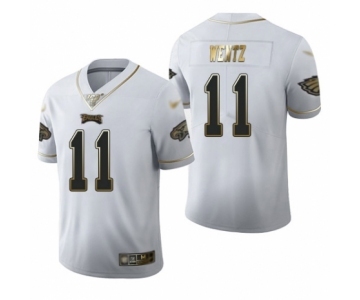 Men's Philadelphia Eagles #11 Carson Wentz Limited White Golden Edition Football Jersey