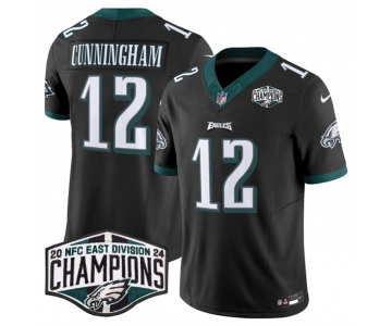 Men's Philadelphia Eagles #12 Randall Cunningham Black 2024 NFC East Champions F.U.S.E. Vapor Untouchable Limited Stitched Football Jersey