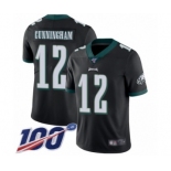 Men's Philadelphia Eagles #12 Randall Cunningham Black Alternate Vapor Untouchable Limited Player 100th Season Football Jersey