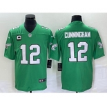 Men's Philadelphia Eagles #12 Randall Cunningham Green C Patch 2023 Vapor Limited Throwback Jersey