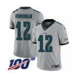 Men's Philadelphia Eagles #12 Randall Cunningham Limited Silver Inverted Legend 100th Season Football Jersey