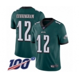 Men's Philadelphia Eagles #12 Randall Cunningham Midnight Green Team Color Vapor Untouchable Limited Player 100th Season Football Jersey