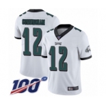 Men's Philadelphia Eagles #12 Randall Cunningham White Vapor Untouchable Limited Player 100th Season Football Jersey