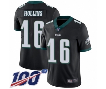 Men's Philadelphia Eagles #16 Mack Hollins Black Alternate Vapor Untouchable Limited Player 100th Season Football Jersey