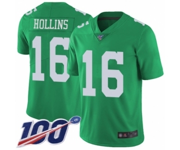 Men's Philadelphia Eagles #16 Mack Hollins Limited Green Rush Vapor Untouchable 100th Season Football Jersey