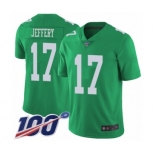 Men's Philadelphia Eagles #17 Alshon Jeffery Limited Green Rush Vapor Untouchable 100th Season Football Jersey