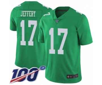 Men's Philadelphia Eagles #17 Alshon Jeffery Limited Green Rush Vapor Untouchable 100th Season Football Jersey