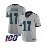 Men's Philadelphia Eagles #17 Alshon Jeffery Limited Silver Inverted Legend 100th Season Football Jersey