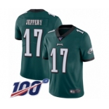 Men's Philadelphia Eagles #17 Alshon Jeffery Midnight Green Team Color Vapor Untouchable Limited Player 100th Season Football Jersey