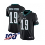 Men's Philadelphia Eagles #19 JJ Arcega-Whiteside Black Alternate Vapor Untouchable Limited Player 100th Season Football Jersey