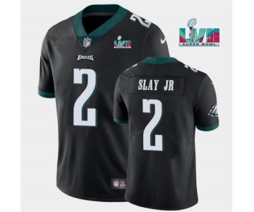 Men's Philadelphia Eagles #2 Darius Slay JR Black Super Bowl LVII Patch Vapor Untouchable Limited Stitched Jersey