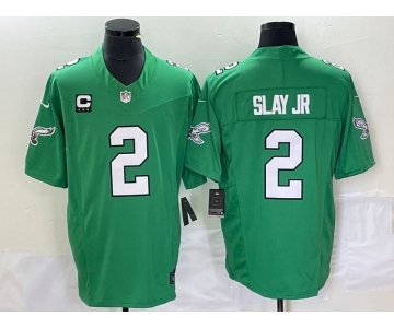 Men's Philadelphia Eagles #2 Darius Slay JR Green 2023 F.U.S.E. Vapor Untouchable With C Patch Stitched Football Jersey