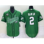 Men's Philadelphia Eagles #2 Darius Slay JR Green C Patch Cool Base Stitched Baseball Jersey