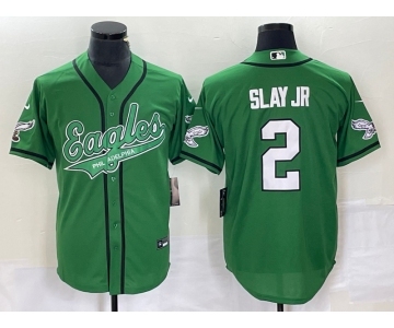 Men's Philadelphia Eagles #2 Darius Slay JR Green Cool Base Stitched Baseball Jersey