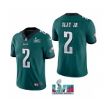 Men's Philadelphia Eagles #2 Darius Slay JR Green Super Bowl LVII Patch Vapor Untouchable Limited Stitched Jersey