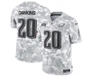 Men's Philadelphia Eagles #20 Brian Dawkins 2024 Arctic Camo Salute To Service Limited Stitched Football Jersey