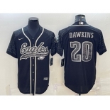 Men's Philadelphia Eagles #20 Brian Dawkins Black Reflective With Patch Cool Base Stitched Baseball Jersey