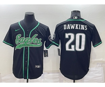 Men's Philadelphia Eagles #20 Brian Dawkins Black Stitched Cool Base Nike Baseball Jersey