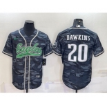 Men's Philadelphia Eagles #20 Brian Dawkins Grey Camo With Patch Cool Base Stitched Baseball Jersey