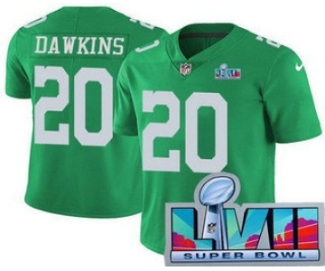 Men's Philadelphia Eagles #20 Brian Dawkins Limited Green Rush Super Bowl LVII Vapor Jersey