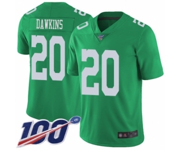 Men's Philadelphia Eagles #20 Brian Dawkins Limited Green Rush Vapor Untouchable 100th Season Football Jersey