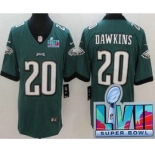 Men's Philadelphia Eagles #20 Brian Dawkins Limited Green Super Bowl LVII Vapor Jersey