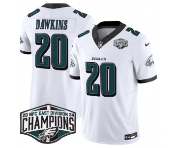 Men's Philadelphia Eagles #20 Brian Dawkins White 2024 New NFC East Champions F.U.S.E. Vapor Untouchable Limited Stitched Football Jersey