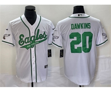 Men's Philadelphia Eagles #20 Brian Dawkins White Cool Base Baseball Stitched Jersey