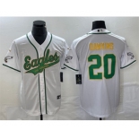 Men's Philadelphia Eagles #20 Brian Dawkins White Gold Cool Base Stitched Baseball Jersey